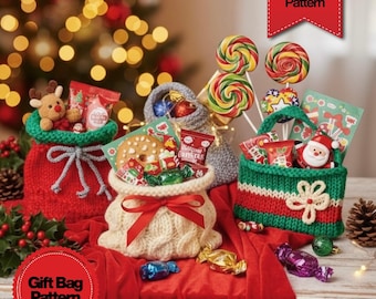Crochet Christmas Gift Bag Pattern Set, Ornament, Treat Bag (Digital Tutorial)