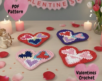 Herz Untersetzer Häkelanleitung, Valentinstag Küchen Dekor (PDF)