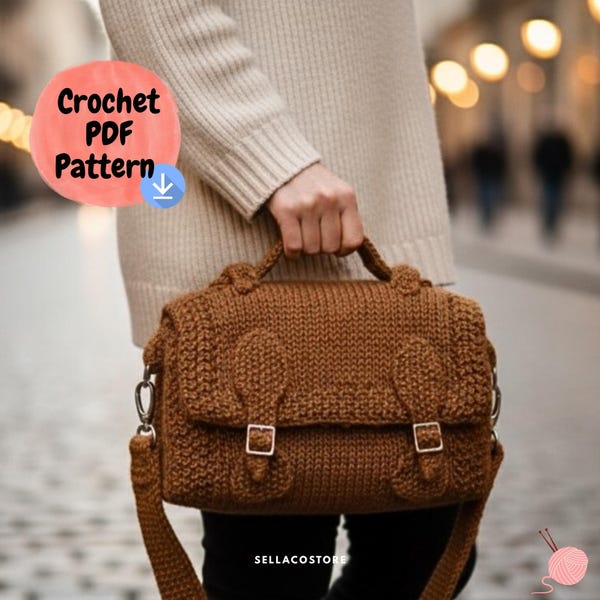 Stricken Umhängetasche PDF Pattern, Vintage Crossbody Purse Purse Tutorial