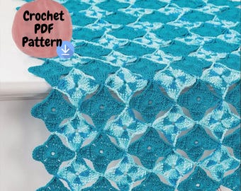 Rippling Water Crochet Table Runner Pattern PDF, Intermediate Lace Motif Tutorial