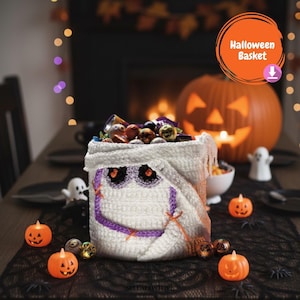 Mummy Amigurumi Basket Crochet Pattern, Halloween Candy Bag (PDF Pattern)