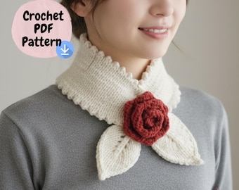 Rose Knit Triangle Scarflet Cowl Knitting Pattern – Chunky Yarn Neck Warmer (PDF Pattern)
