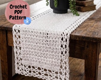 Wicker Weave Crochet Table Runner Pattern, Textured Boho Farmhouse Decor (PDF Download)
