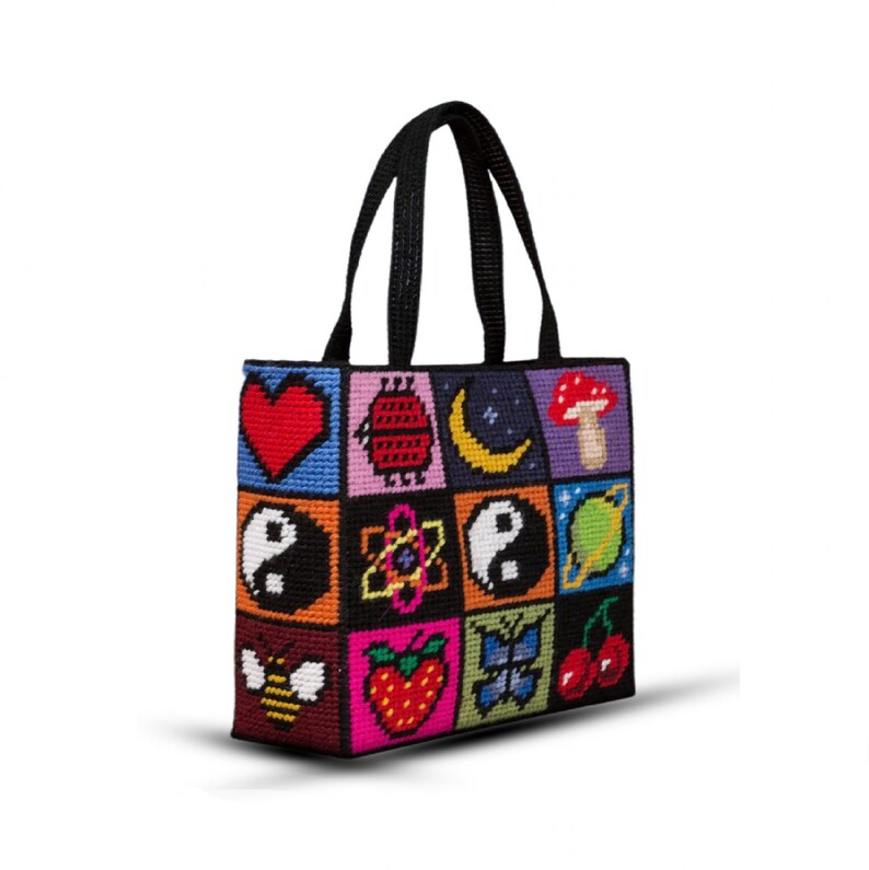 Colorful Cross Stitch Bag Digital Download Pattern Plastic Canvas Pattern PDF Simple Cross