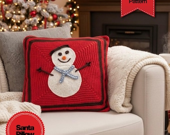Virkmönster för snögubbe-julkudd: DIY-kuddfodral till jul (PDF-mönster)