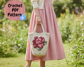 Floral Crochet Clutch Bag Pattern – Vintage Style Rosebud Tote (PDF Pattern)