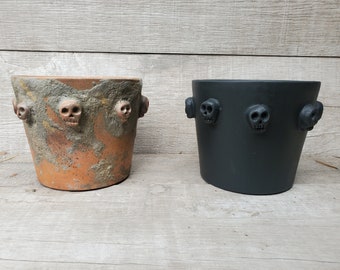 Terracotta Skull Planter/ The OG DP Skull Pot/ /Rustic Handmade Skull Planter