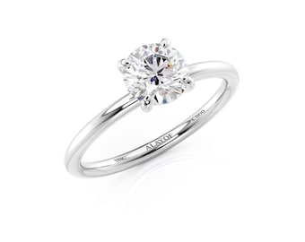 anillo de compromiso solitario GIA /anillo de bodas/anillo de diamante natural/18k solitario anillo de promesa/1CT-0.30CT ALAYOF regalo/joyería fina hecha a mano
