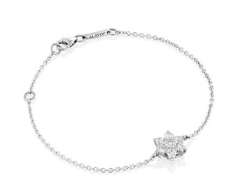 Pulsera de diamantes de flor de 18 quilates / pulsera de diamantes florales de oro / pulsera de diamantes florales / flor de diamante de ALAYOF regalo de joyería fina minimalista