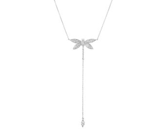 Necklace Dragonfly White Gold 18K marquise Diamond drop Women Jewelry Natural Luxury Sparkling Couple Unisex Gift ALAYOF dragonfly