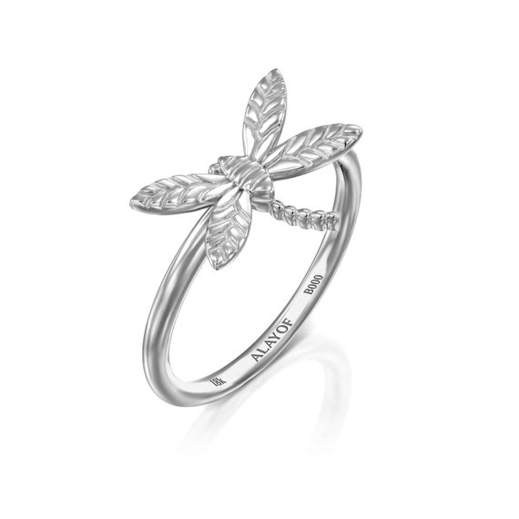 Dragonfly Ring White Gold 18K Women Jewelry Natural Luxury Sparkling Couple Unisex Gift ALAYOF Handmade for Her Dragonfly Gold Ring Etsy Canada