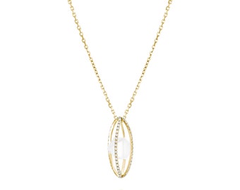 Mal de ojo Collar Topacio blanco Jaula de oro 18K Hombres Mujeres Joyería Diamantes Gema natural Lujo Sparkling Unisex Regalo ALAYOF