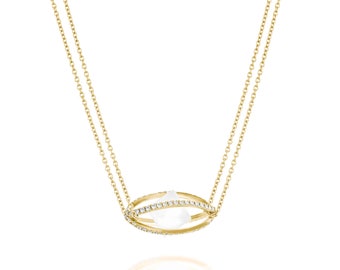 Evil eye necklace Cage Gold 18K Women Jewelry Diamonds Natural gem Luxury Sparkling Unisex Gift ALAYOF White Topaz