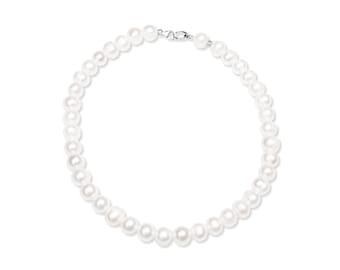 Collar de perlas para hombre en plata de ley 925, joyería hecha a mano, perlas naturales de agua dulce de 11 mm, regalo unisex de lujo para hombre Alayof