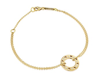 18K Solid Gold Heart Bracelet loop, Dainty love Bracelet, Natural Diamonds Jewelry, Wedding Gift, Anniversary Gift, Birthday Gift ALAYOF