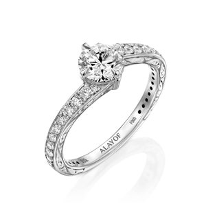 natural diamond ring/engagement ring vintage GIA /wedding ring/18k solitaire promise ring/ 1CT-0.30CT ALAYOF gift/fine jewellery handmade
