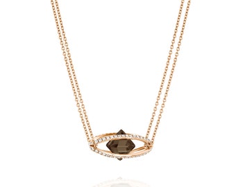 Evil eye necklace Cage Gold 18K Women Jewelry Diamonds Natural gem Luxury Sparkling Unisex Gift ALAYOF Rose Quartz