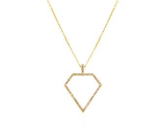 Necklace Geometric Diamond Yellow Gold 18K champagne Diamond black diamond Men Jewelry Natural Luxury Unisex Gift ALAYOF