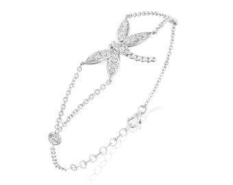 Bracelet Dragonfly white Gold 18K Diamonds Women Jewelry Natural Luxury Sparkling Couple Unisex Gift ALAYOF dragonfly