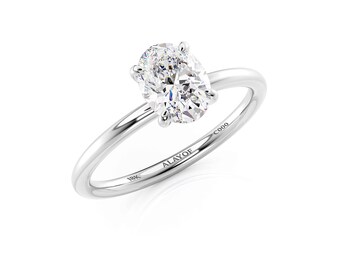 Anillo de compromiso ovalado solitario GIA /boda/anillo de diamante natural/18k solitario anillo de promesa/1CT-0.30CT ALAYOF regalo/joyería fina hecha a mano