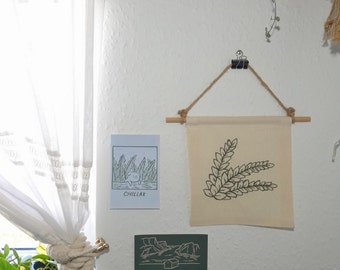 Handmade Fern Wall Hanging: Embroidered Botanical Wall Decor