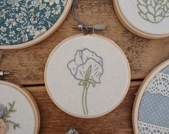 Sweet Pea Embroidery Hoop Wall Art