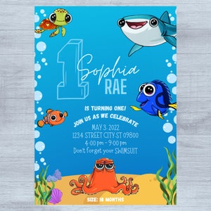 Finding Dory and Friends Birthday Invitation *Digital Files*