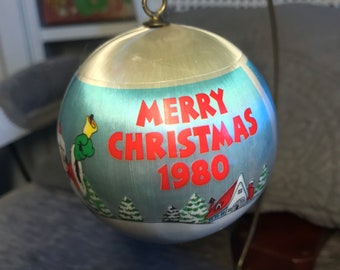 1980 Mickey and Minnie Mouse Ice Skating - Walt Disney Productions - Silk Christmas Ornament