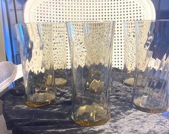 Vintage Libbey Tawny Brown Swirl Highball Glasses - Set of 6