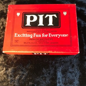 Juego PIT vintage de Parker Brothers, década de 1940, edición Bull & Bear, completo, 63 cartas más cartas de Bull y Bear, instrucciones en papel incluidas