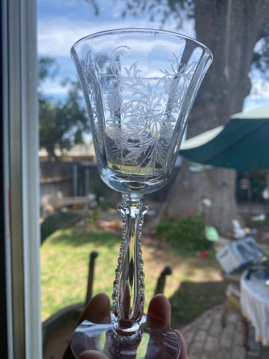 Rare - Vintage - Fostoria Etched Crystal Claret or Cordial