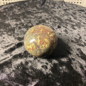 Vintage - Black, Green and Red - Marble Paperweight - Ball with Flat Bottom