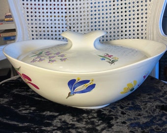 Vintage - 1950&#39;s - 1960&#39;s - Hall China Co. - RARE Eva Zeisel - Lidded Covered Serving Dish - Tomorrow&#39;s Classic Style - Bouquet Collection