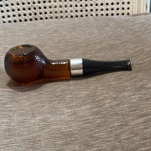 Vintage - Circa anni '70 - Flacone Avon - Vetro marrone scuro - Flacone per pipa - "Tappo" nero e argento - Flacone pieno - Dopobarba da uomo - Profumo Oland