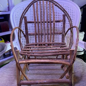 Vintage - 1990&#39;s - Doll Chair - Plant Chair - Branch/Twig Chair • Primitive • Farmhouse • Hand Made - 16&quot; Tall x 12&quot; wide (at widest point)