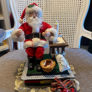 Nostalgic - Vintage - 1990 - Tabletop Christmas Decor -Musical - Santa in Workshop -Noel -Smile Ind. Inc. - Plays Holiday Music- 11.75&quot; Tall