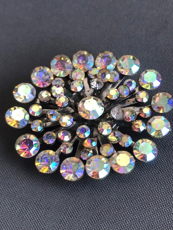 Sparkling 1950's Vintage Rhinestone Brooch - FREE… - image 1