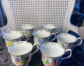 Vintage - 1990&#39;s - American Atelier - Fine Porcelain - Tea Cup - Months of the Year - Horoscope Cup - Nature -Several Months to Choose From