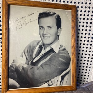 Vintage - Circa Late 1950&#39;s - Young Pat Boone - Autographed Photograph - 8&quot; x 10&quot; - Signed Sentiment is &quot;With Warm Wishes - Pat Boone&quot;.
