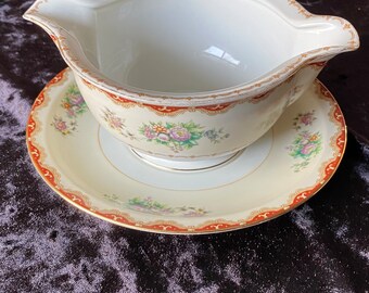 Vintage - 1948 - Meito China - GRAVY BOAT - Windsor Line - Keepsake Pattern