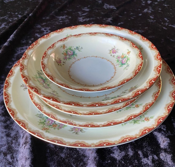 Meito china メイトーチャイナ オーバル皿 3枚 ヴィンテージ Vintage Meito China 5-piece Place Setting: Keepsake Floral Pattern