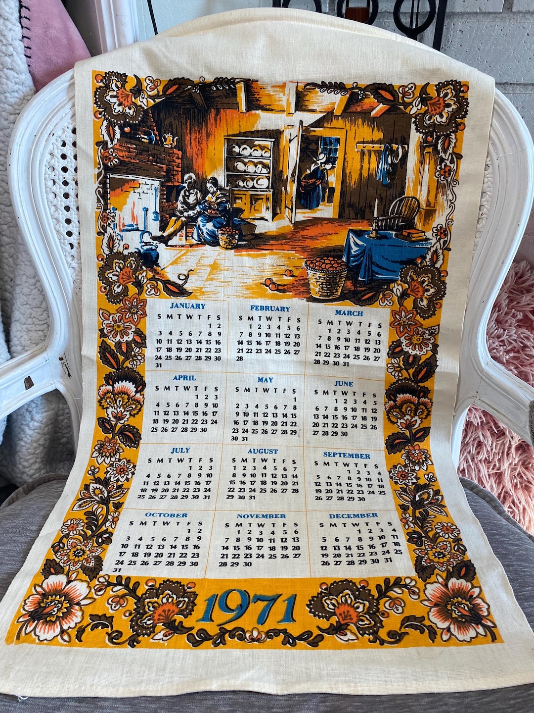 Torchon calendrer de 1971 | Torchon, Calendrer, Vente de vetement