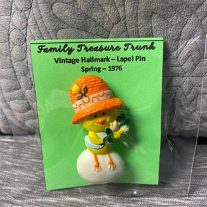 Vintage Hallmark Chick Pin: 1976 &quot;Chickery-Chick&quot; Easter Brooch