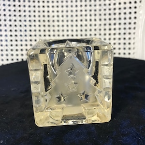 Vintage Clear Glass Christmas Tree Tea Light Holder