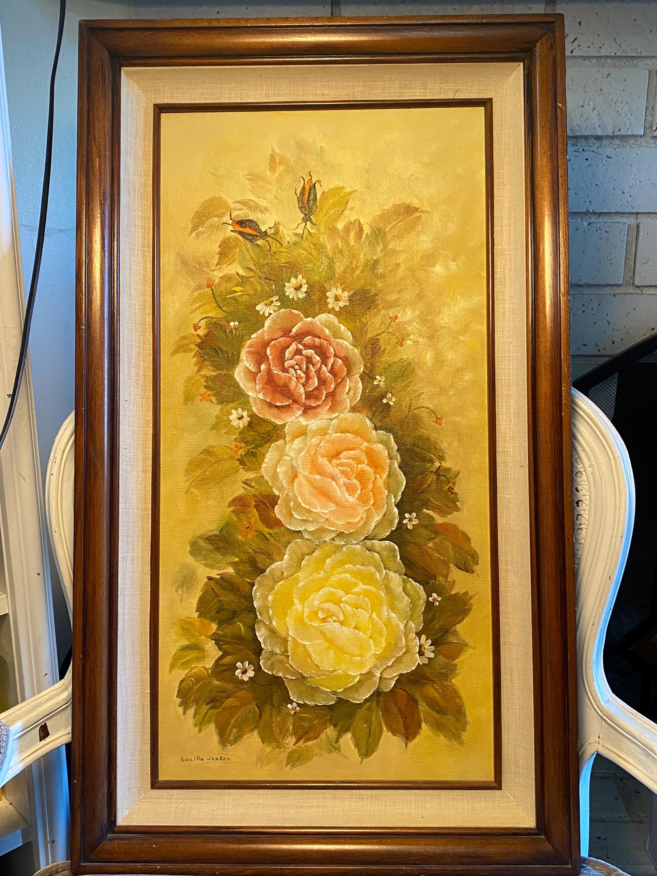 ばら その3   油絵 一木万寿三「ばら」油絵・F6号 絵画買取・販売の小竹美術