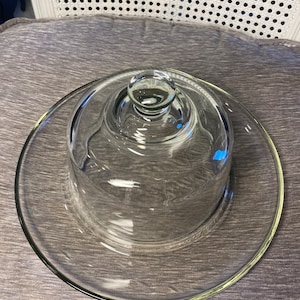 Vintage - 1980's - Princess House - Crystal - Heritage - Cheese & Cracker Plate -Bread and Butter Plate- Cloche Cover-5" Tall x 11" Diameter
