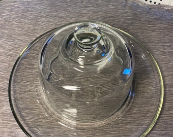 Plato de queso de cristal vintage Princess House con campana (28 cm de diámetro)