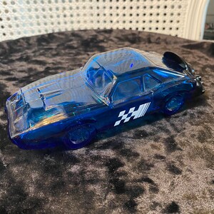 Vintage - jaren 70 - Avon-fles - blauw glas - vintage autokaraf - voorraadautoracer - aftershave voor heren 'Wild Country' - verzamelobject