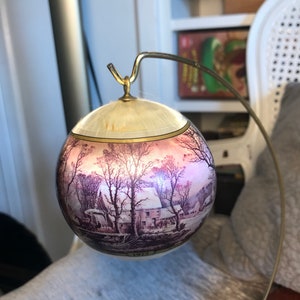 1977 Currier and Ives - The Old Grist Mill - Trotting Cracks On The Snow - Silk Christmas Ornament