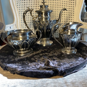 Vintage - Antique - 1920&#39;s - Pairpoint Mfg Co - New Bedford Mass - Quadruple Silver Plated - Gorgeous Three (3) Piece Coffee/Tea Service